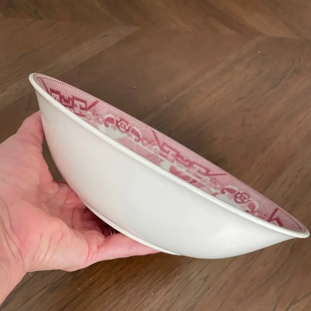 Pink Willow Serving Bowl Dish Fine Quality Japan Oriental Collectible Crazing